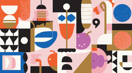 Geometric shapes display vibrant objects abstract backdrop pattern