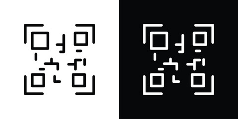 Qrcode icon design. simple stroke line vector icon set