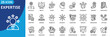 © Uniconlabs - expertise icon set collection in outline style. an icon pack contain skill, knowledge, mastery, ability, experience, talent, proficiency