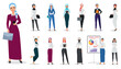 © lembergvector - Vector Set of muslim arabian business woman character poses
