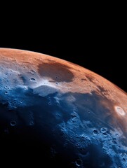 Wall Mural - Stunning close-up view of the moon's surface showcasing craters and color variations