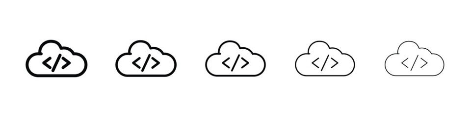 Cloud code icon logo in stroke lines collection
