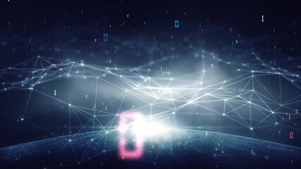 Wall Mural - Concept computer network on digital cyberspace with sphere loop animation.