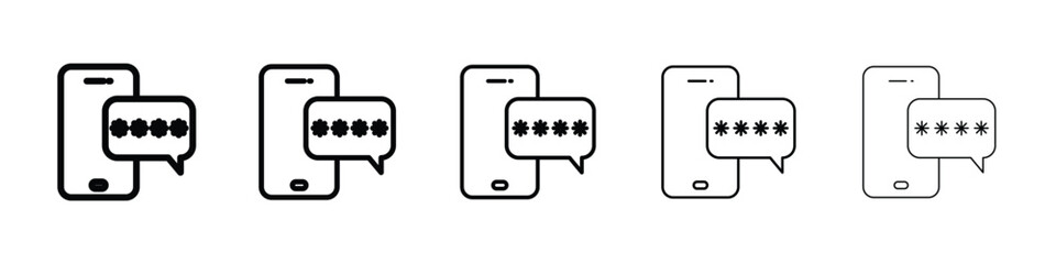 Otp sms password icon logo in stroke lines collection