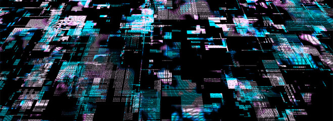 Wall Mural - vector abstract digital background. colors matrix cyberspace with moving data. technology cyber secu