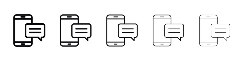 Text message icon logo in stroke lines collection