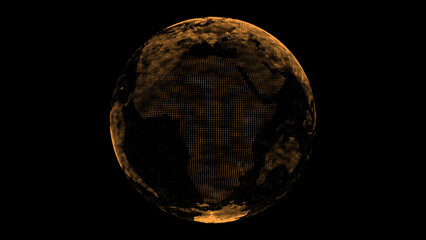 Wall Mural - virtual security orange planet earth managing ai. abstract network connection on digital background.