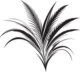 Wall Mural - Elegant Foliage in Silhouette: This captivating silhouette art piece, meticulously crafted, showcases a dynamic arrangement of gracefully arching leaves.