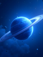 Wall Mural - planets on blue background, outer space galaxy science fiction background