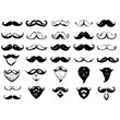© atonu - Set of isolated vector facial hair styles on white background. Beards and mustaches types big collection. Silhouette vintage beard and mustache. Hipster style emblems, icons, labels.