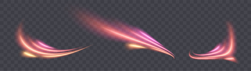 Wall Mural - set of curved light lines with glow effect. suitable for futuristic themes, presentations and motion