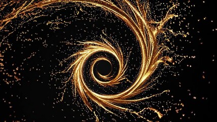 Wall Mural - Abstract magic gold dust background over black. Beautiful golden art