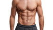 © Justlight - Close up of a muscular male torso showing defined abdominal muscles, highlighting fitness and athleticism on a transparent background, ideal for health, fitness, and bodybuilding concepts