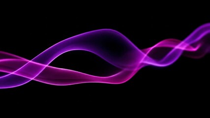 Wall Mural - Abstract purple smoke waves flowing on a black background.