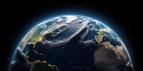 Wall Mural - High-resolution view of Earth from space showing day and night across continents