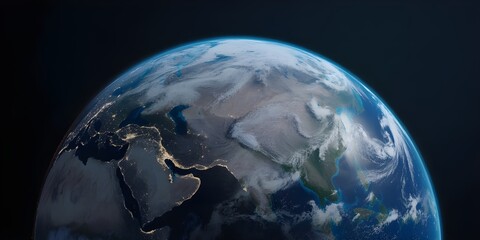 high-resolution view of earth from space showing day and night across continents