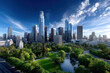 © YouraPechkin - Skyline view of downtown urban landscape with lush greenery in Los Angeles during daylight