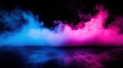 Wall Mural - swirling blue and pink smoke merges against a dark background, creating a vibrant and dynamic visual