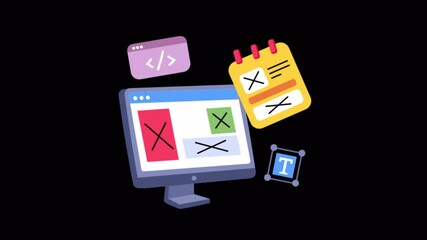 Designing Web Templates 2D Flat Animations on Transparent background