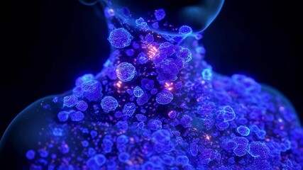 Wall Mural - medical visualization of glowing particles, possibly representing sensory information or nerve impul