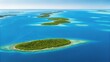 © adaptable_ Lark98A1 - Aerial view of lush green islands surrounded by vibrant blue waters, showcasing a serene tropical landscape.