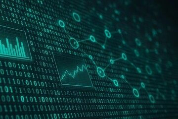 binary code and data visualization background