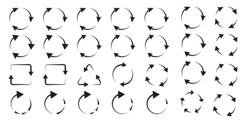 Wall Mural - circle arrow icon set. refresh and reload icon set. recycle arrow vector icon, recycling symbol, reu
