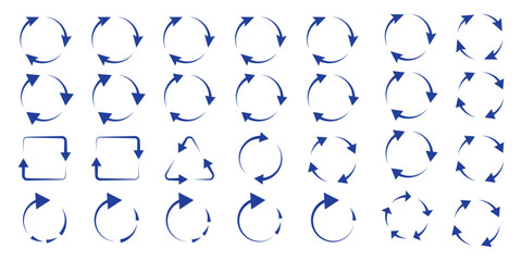 Wall Mural - circle arrow icon set. refresh and reload icon set. recycle arrow vector icon, recycling symbol, reu