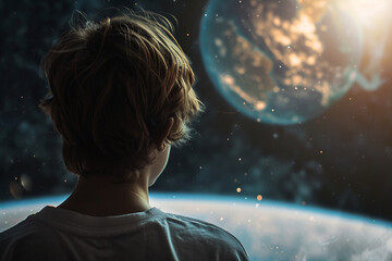 Wall Mural - person exploring another world ai generative