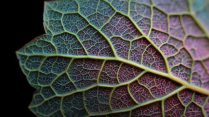 Intricate Leaf Veins: A detailed macro photograph showcases the delicate and complex network of veins within a single leaf, presenting a beautiful example of natural patterns.