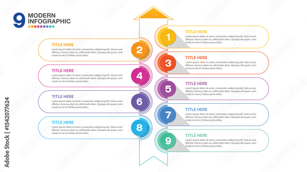 9 process infographic. Stock Vector | Adobe Stock