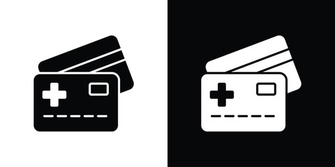 Insurance card icon black silhouette for web, and mobile app