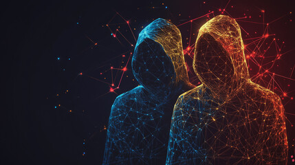 Hacker are planning to hack and attack networks and cyber security , innovative digital city with connection network reciprocity future wireless digital city and social media networking