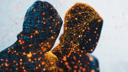Hacker are planning to hack and attack networks and cyber security , innovative digital city with connection network reciprocity future wireless digital city and social media networking