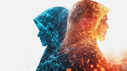 Hacker are planning to hack and attack networks and cyber security , innovative digital city with connection network reciprocity  future wireless digital city and social media networking 