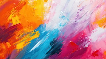 Wall Mural - Abstract Colorful Brush Strokes in Bright Orange and Blue Tones