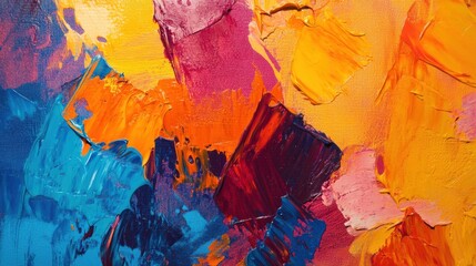 Wall Mural - Vibrant Abstract Colorful Canvas Art with Dynamic Brush Strokes