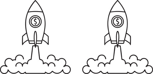 Rocket Launch Icon for Startup Business Growth and Success Presentation Design