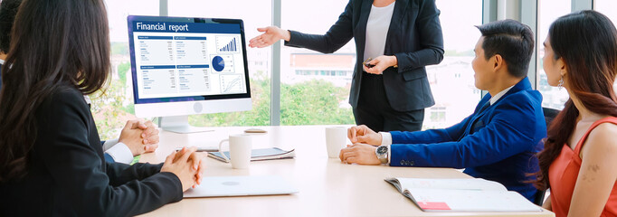 Wall Mural - business data dashboard provide business intelligence analytic for marketing strategy planning snugl