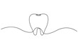 © Line Art Gallery - Teeth continuous one line drawing and simple isolated outline vector design, Tooth continuous one line drawing. Dental symbol. Vector illustration, Single line art tooth icon. Vector illustration