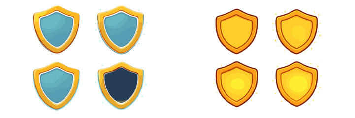 Wall Mural - colorful shield icons depicting different states, showcasing designs suitable for games or apps roya