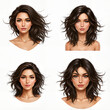 © Iryna - Set of female portraits with different hairstyles and expressions, isolated on white background