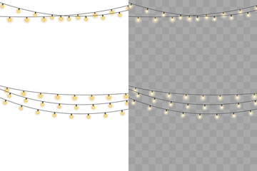 Wall Mural - Christmas bulbs twinkle with gentle shine. Wreath light chain wraps celebration invite. Neon sparkle shapes warm visual mood. Transparent light arc highlights festive promo.