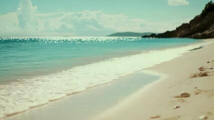 Wall Mural - a serene scene with clear blue water and a sandy shore, perfect for relaxation or photography