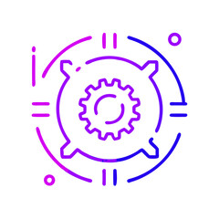 abstract gear icon in purple gradient modern design