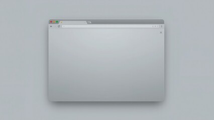 Blank grey web browser window on light grey background for website mockup