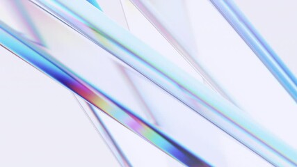 Wall Mural - abstract animation, 3d render of rotating glass shapes on light background, 4k seamless looped video