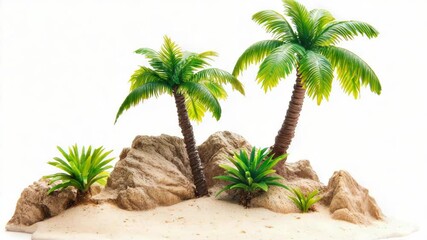 Wall Mural - A small island with two palm trees at the top, perfect for tropical scenery or travel photos