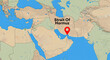 © SABBIR - Strait of Hormuz with the location icon in flat political map style showing color-coded land and ocean regions without text or country names