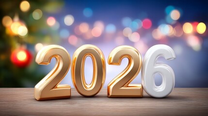festive 2026 new year celebration with colorful lights and holiday decor